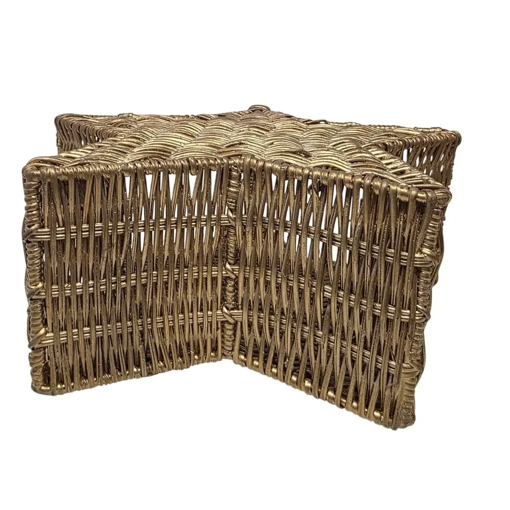 Vintage Gold Wicker Star Baskets Set of 2 Rustic Holiday Decor